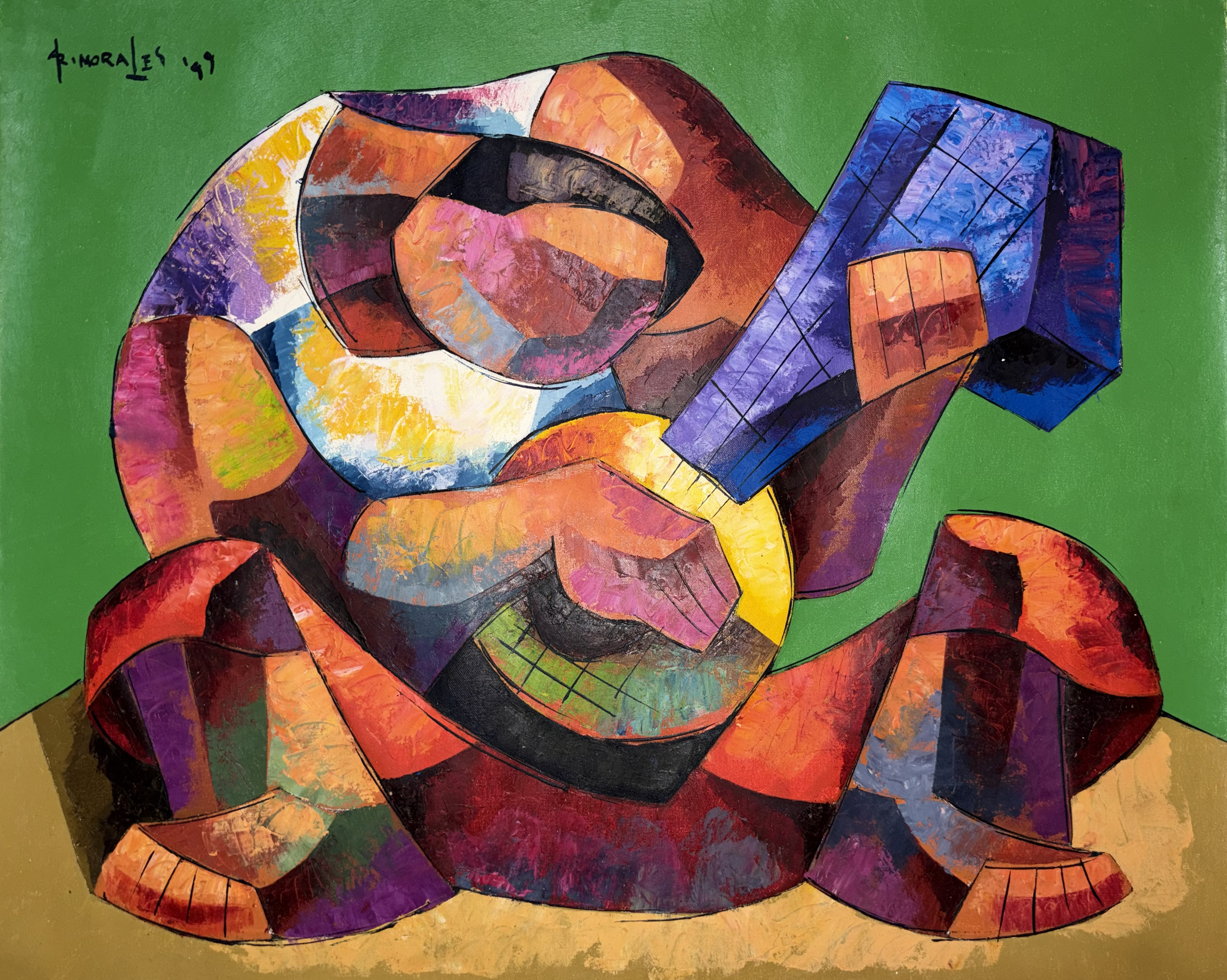 Blue Guitar — Oil on Canvas by Adrian Morales, 1999
