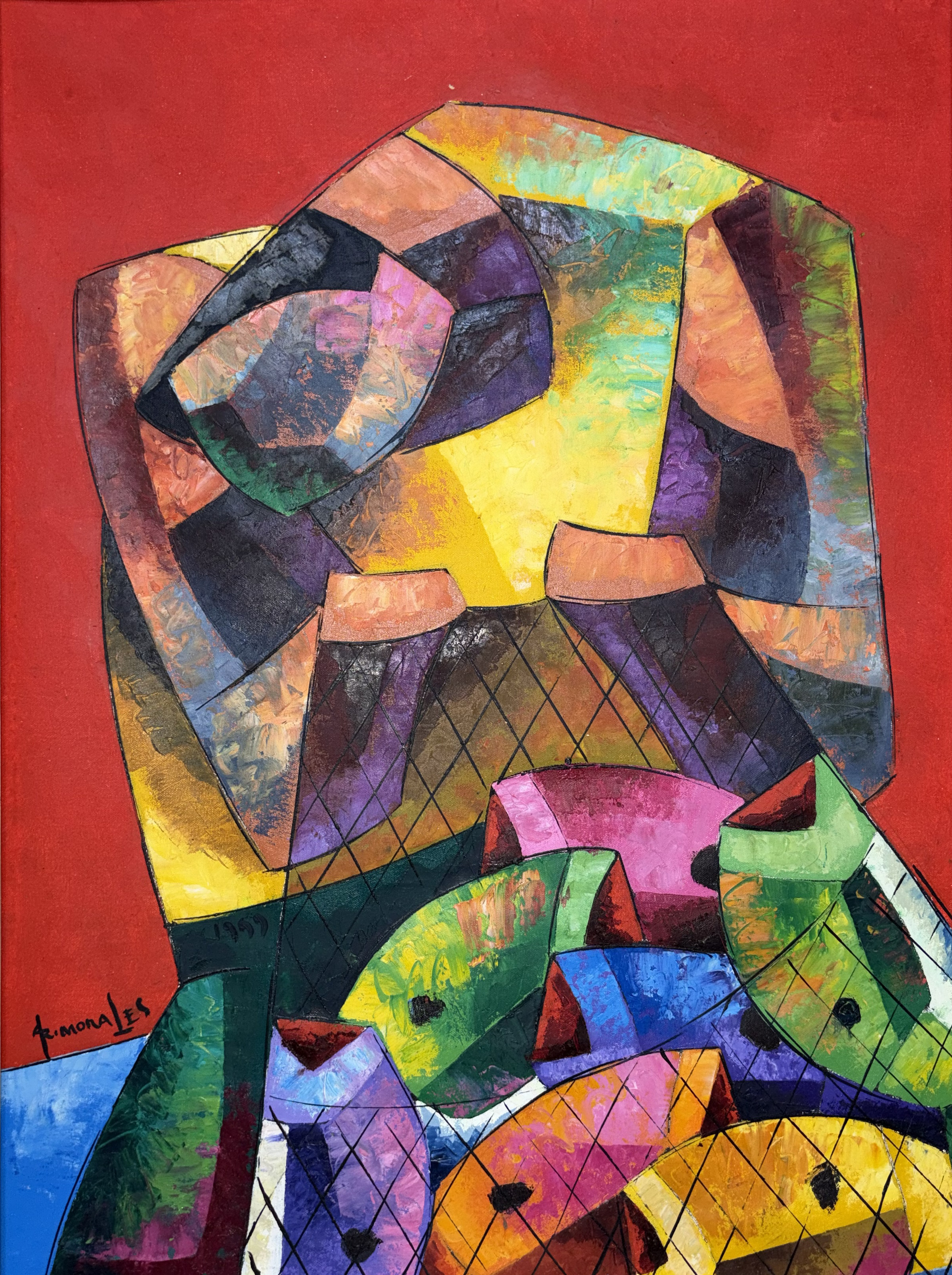 Fisherman — Oil on Canvas by Adrian Morales, 1999
