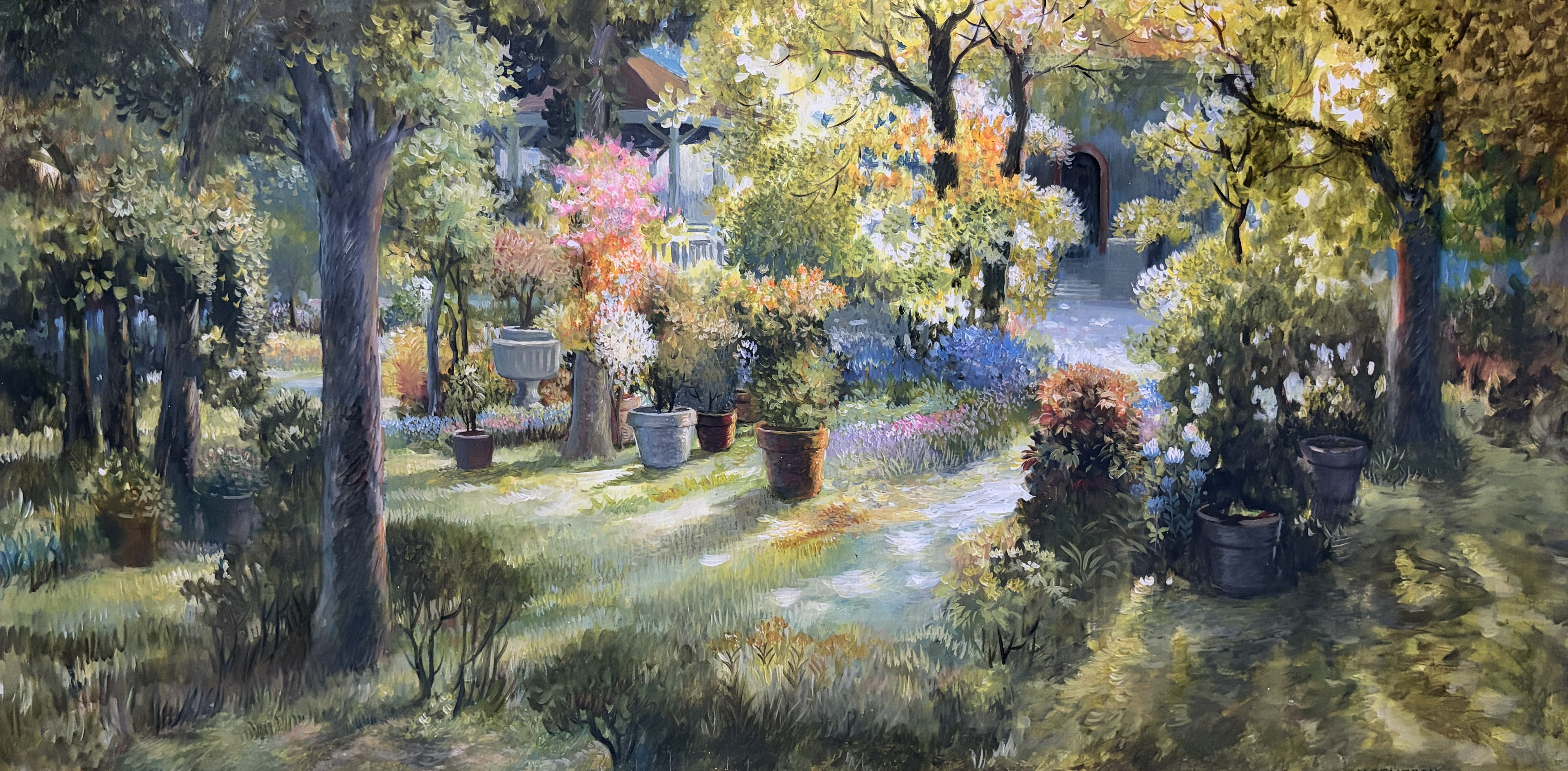 Floral Garden — Oil on Canvas by Cempron Mar, 1998