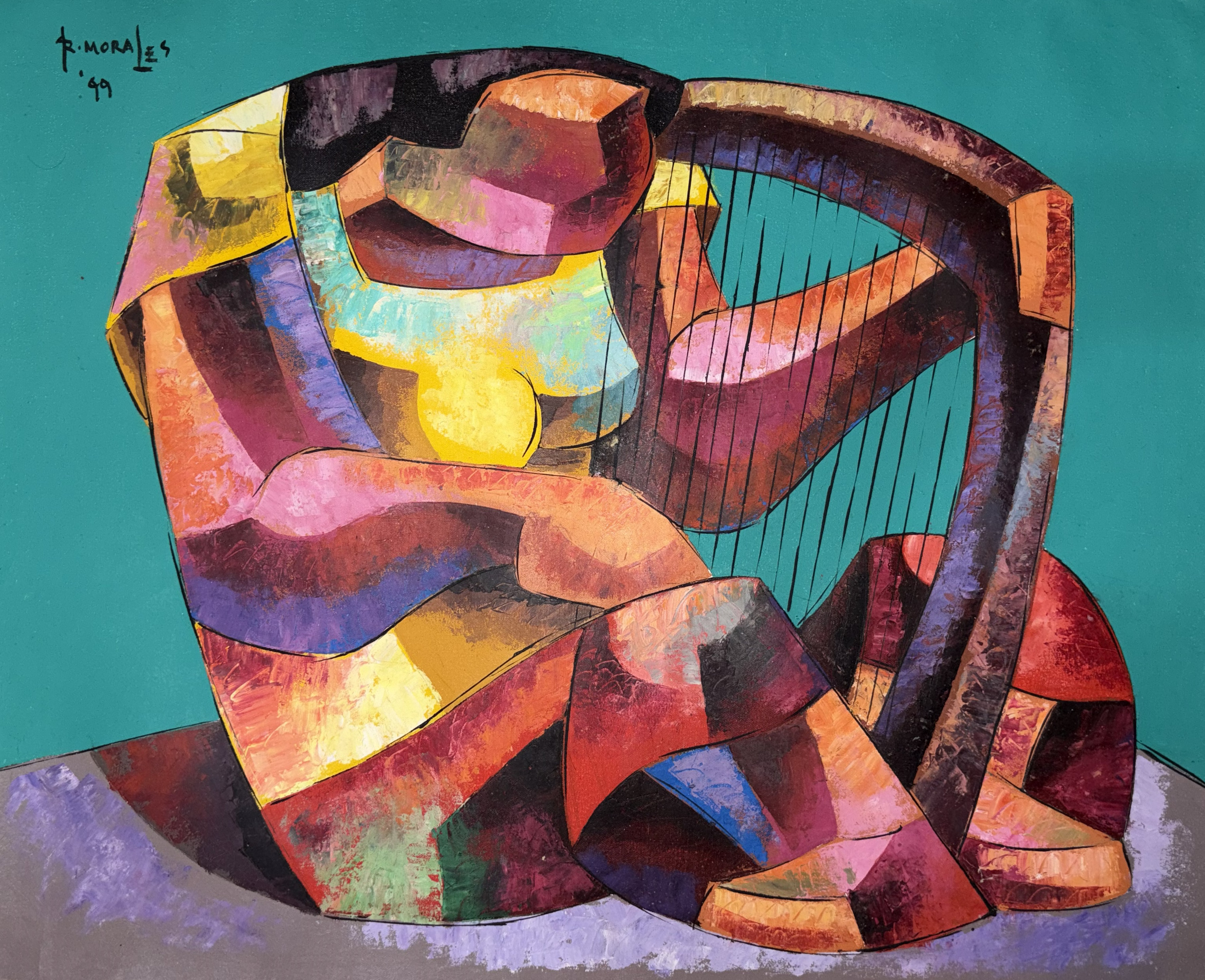 Musician — Oil on Canvas by Adrian Morales, 1999