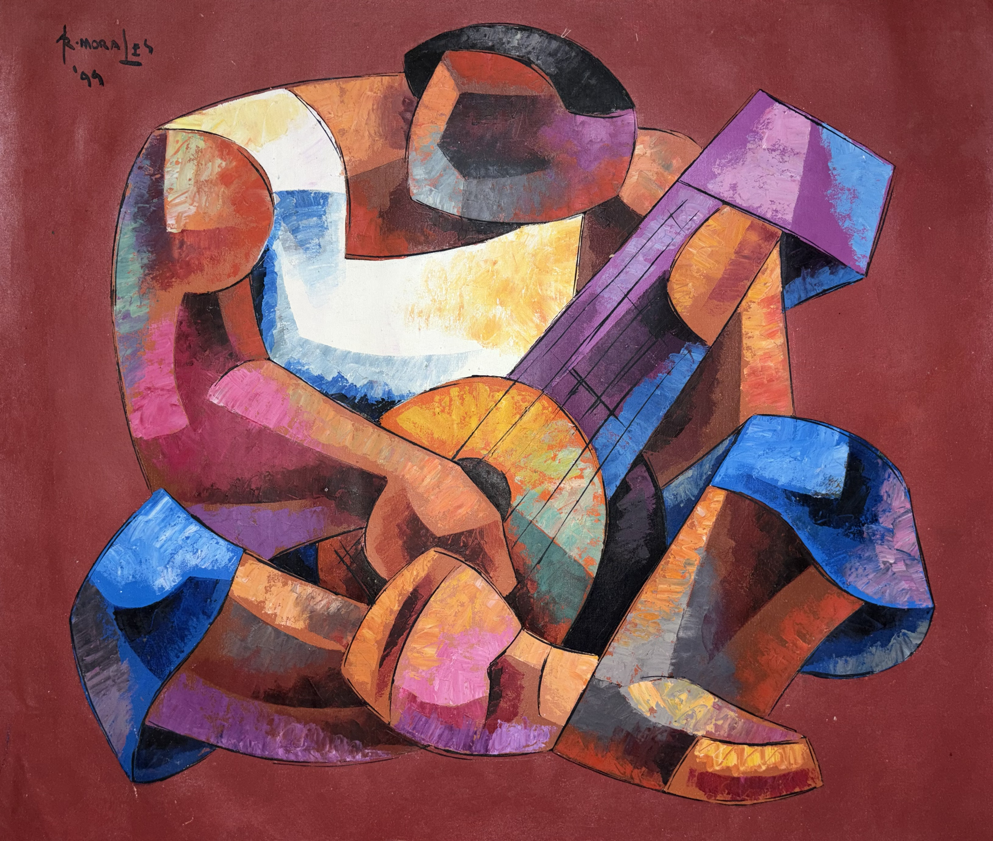 Purple Guitar — Oil on Canvas by Adrian Morales, 1999